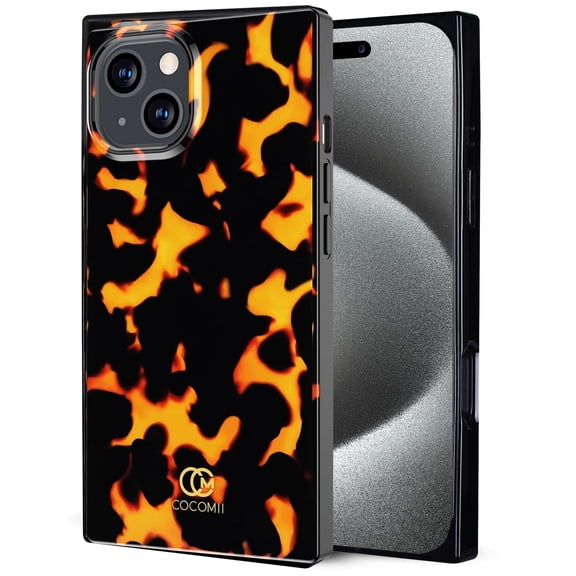 COCOMII Rectangle for iPhone 15 Case, Tangerine Tortoiseshell