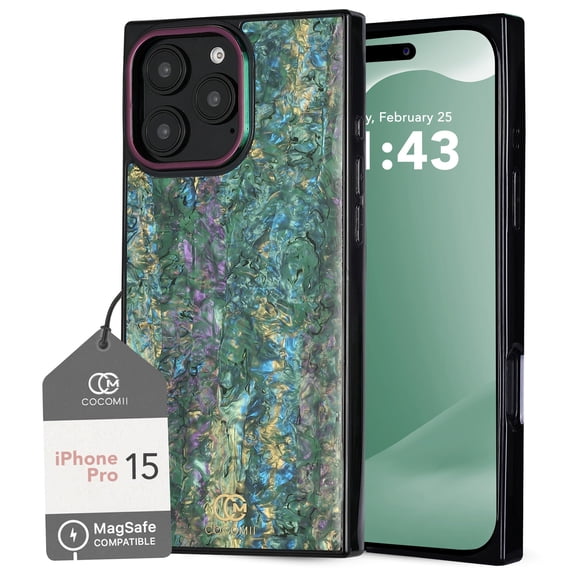 COCOMII Rectangle for iPhone 15 Pro Case, Aurora Abalone Shell