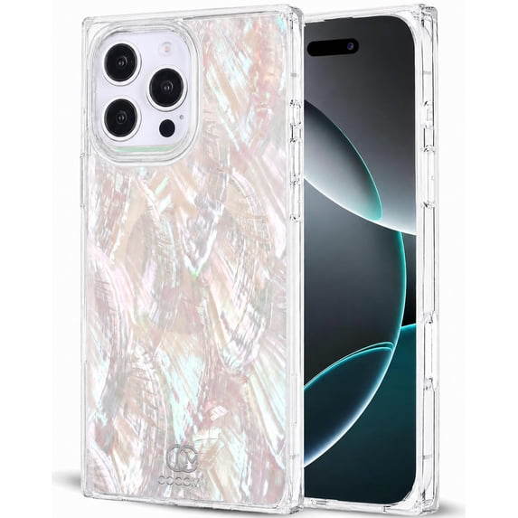 COCOMII Rectangle for iPhone 16 Pro Max Case, Natural Real Mother of Pearl