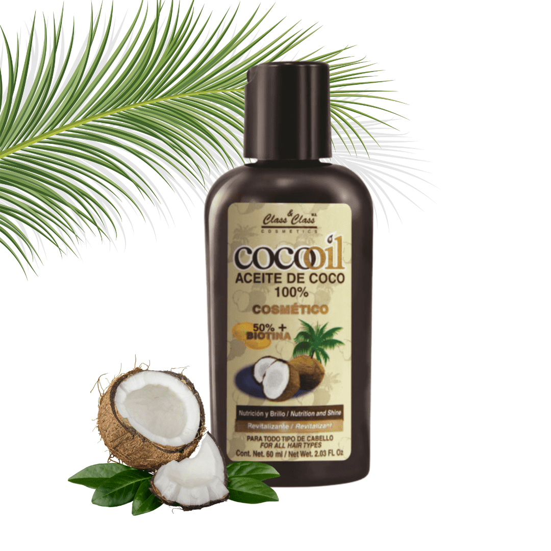 COCONUT HAIR OIL (60ml) 2oz bottle( ACEITE DE COCO PARA CABELLO)- 100%  cosmetic- 50% BIOTIN- ALL NATURAL INGREDIENTS/FOR ALL SKIN TYPES