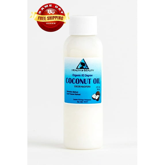 COCONUT OIL 92 DEGREE ORGANIC CARRIER REFINED COLD PRESSED 100% PURE 2 OZ
