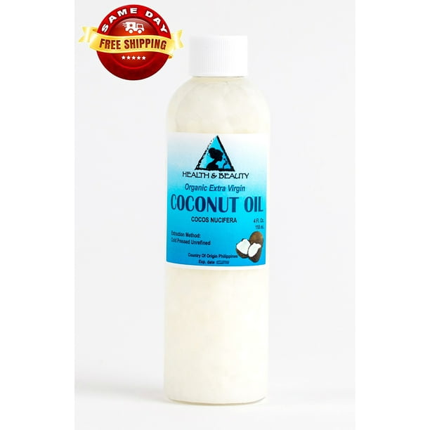 COCONUT OIL EXTRA VIRGIN UNREFINED ORGANIC CARRIER COLD PRESSED RAW PURE 4 OZ