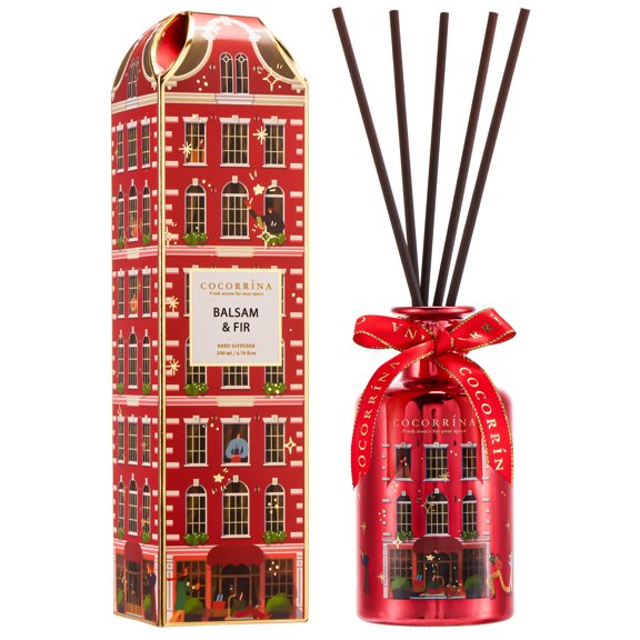 COCORRNA Balsam & Fir Reed Diffuser, 6.76 fl oz, Christmas House Gift Box, Holiday Home Decor and Christmas Gift for Friends and Family