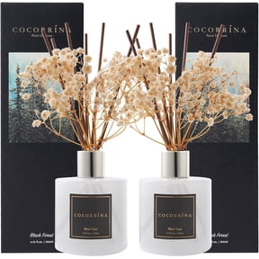 COCORRÍNA Black Forest Reed Diffuser Set, 2 Pack, 6.7 fl oz Each, Glass Bottle with Dried Flower, Long Lasting Fragrance for Home Bedroom Bathroom Office Decor, Perfect for Gifting