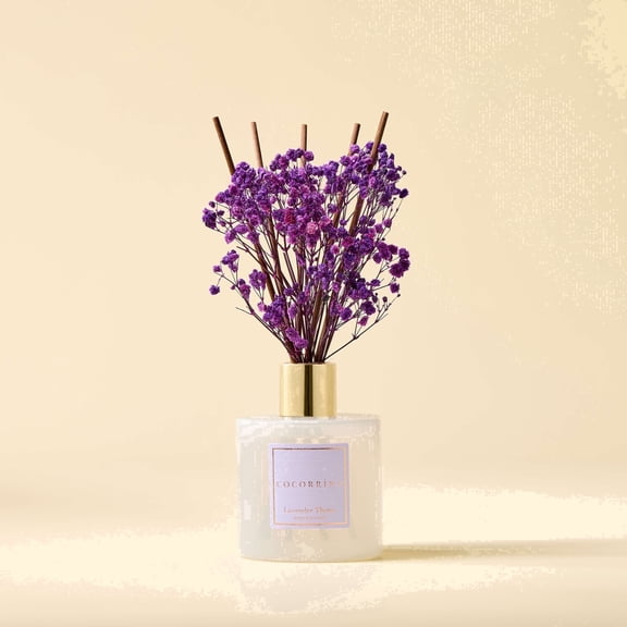 COCORRÍNA Lavender Thyme Reed Diffuser Set, 6.7 fl oz with Dried Flowers, Long Lasting Home Fragrance Air Freshener for Bedroom, Bathroom, Office
