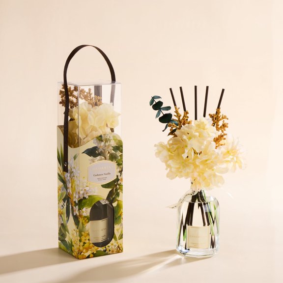 COCORRÍNA Reed Diffuser 8.5 fl oz Cashmere Vanilla Floral Basket Collection with Reed Sticks, Decorative Home Fragrance Gift for Bedroom, Bathroom & Office