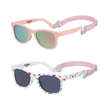 COCOSAND Baby Sunglasses with Strap Square Frame UV400 for Infant Toddler Boys Girls Age 0-24 Months, 2-Pack