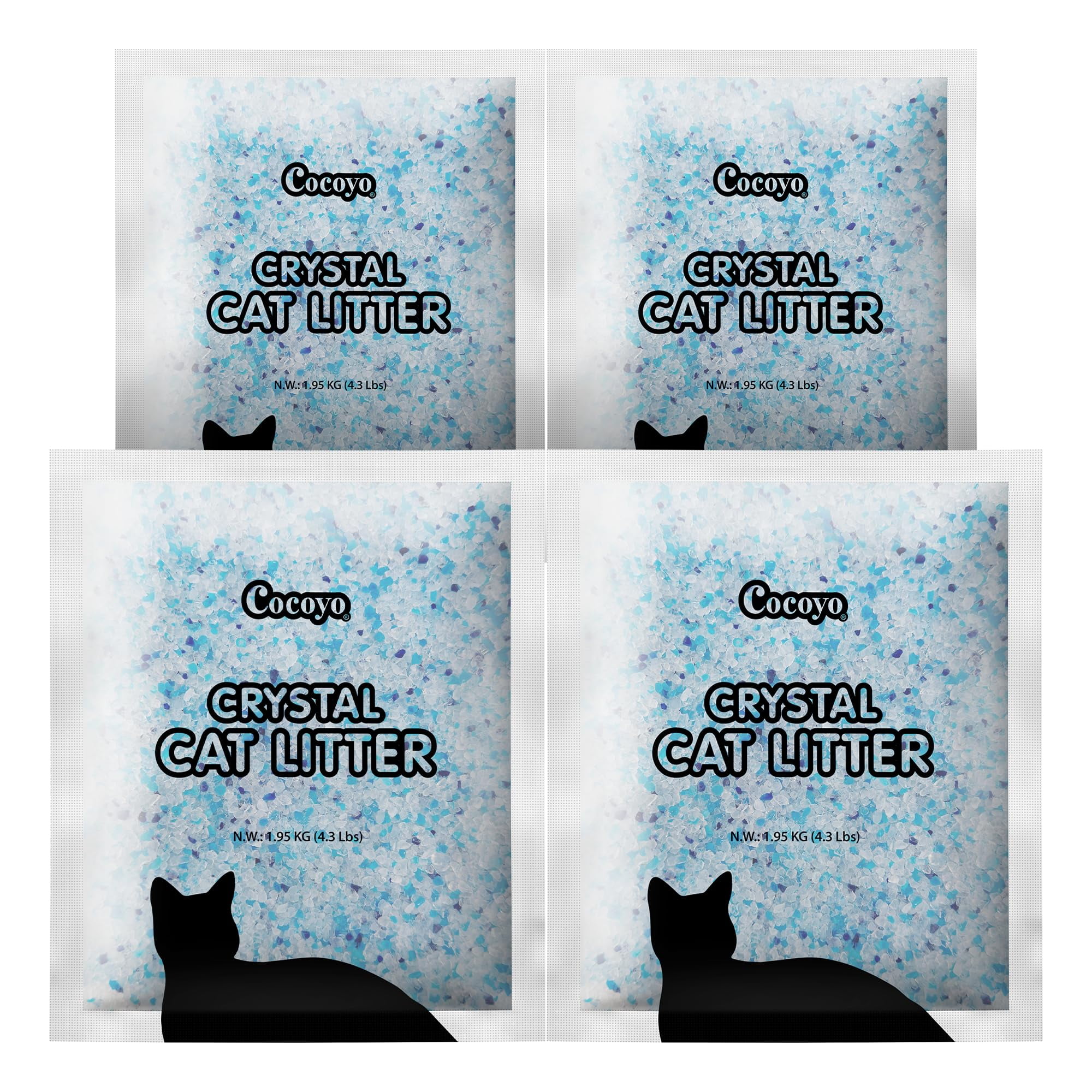 COCOYO Crystal Cat Litter I Silica Gel Cat Litter,17.2 Lbs Value Pack (4.3 Lbs x 4) C80