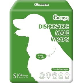 COCOYO Y12 Disposable Male Dog Wraps, Small Size, 84 Count, Super Absorbent, Breathable