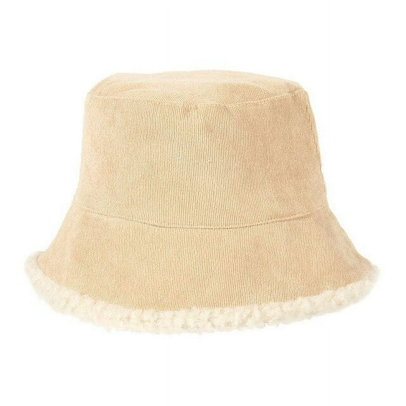 COCOpeaunt Corduroy Reversible Bucket Hat Winter Lamb Wool Hats for Women Men Panama Fishing Cap Flat Top Fisherman Hat New Fashion Hat