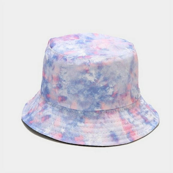 COCOpeaunt Double-sided Wearing Cap Visor Rainbow Color Bucket Hat Men Women Cotton Flat Sun Hat Reversible Sun Tie Dye Fisherman Hat Gift