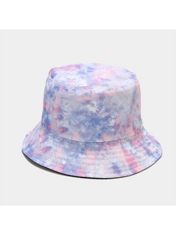 Double-sided Wearing Cap Visor Rainbow Color Bucket Hat Men Women Cotton Flat Sun Hat Reversible Sun Tie Dye Fisherman Hat Gift