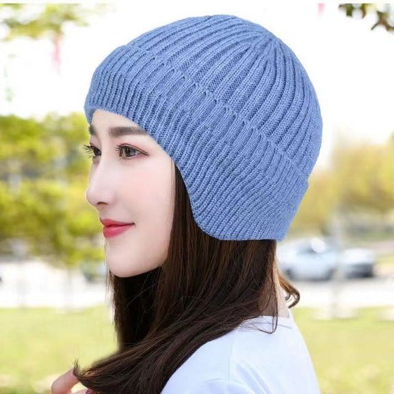 COCOpeaunt Ear Protection Skullies Beanies for Women Men Winter Warm Woolen Knitted Hat Casual Elastic Skullcap Bonnet Unisex Melon Cap