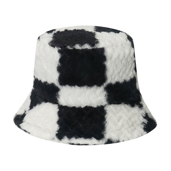 COCOpeaunt Fashion Black White Women Winter Bucket Hat Flat Hip-hop Plaid Autumn Grid Fashion Design Fisherman Hat Unisex Panama Bob Cap