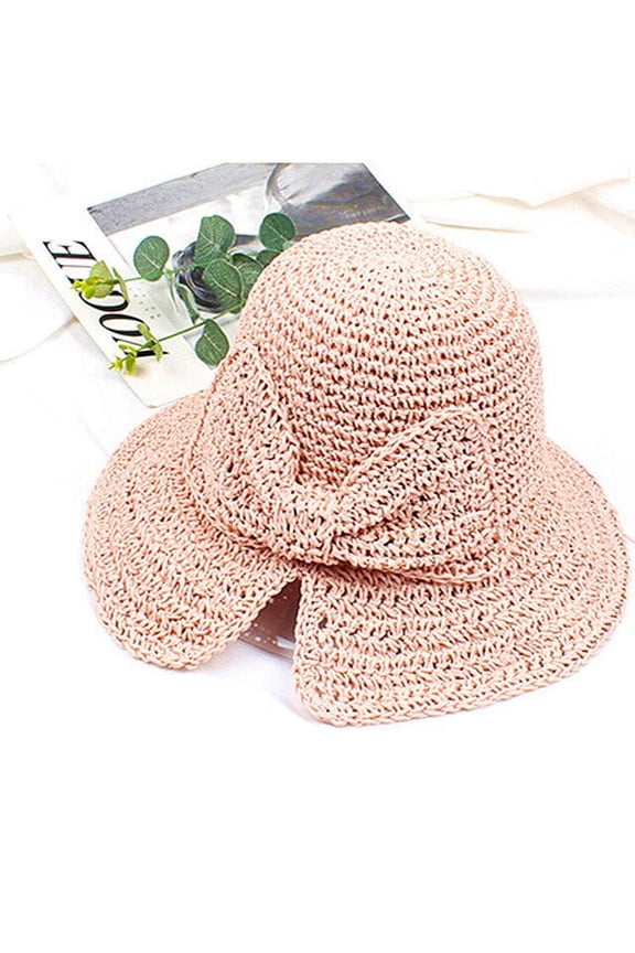Fashion Bow Sun Hat Wide Brim Floppy Summer Hats for Women Beach Panama Straw Dome Bucket Hat Femme Shade Hat Lady Outdoor Cap