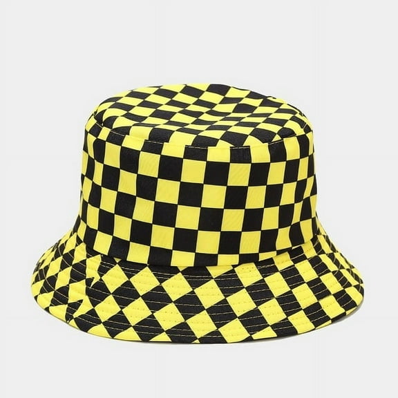 COCOpeaunt Fashion Houndstooth Plaid Bucket Hats for Women Men Cotton Fisherman Sun Protection Summer Hats Hip Hop Street Cap Gift