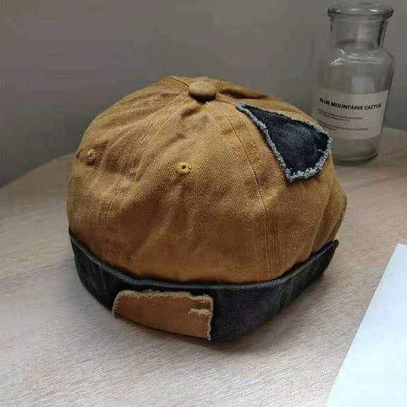 COCOpeaunt Fashion Men Women Street Casual Docker Sailor Biker Hat Loop Beanie Brimless Cap Fashion Unisex Pumpkin Vintage Navy Beanies