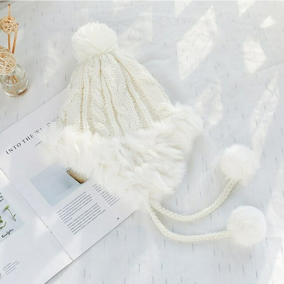 COCOpeaunt Fashion Rabbit Hair Women Winter Hats Knitted Beanie Hat for Ladies Girls Winter Warm Thicken Hat Pom Pom Female High Quality
