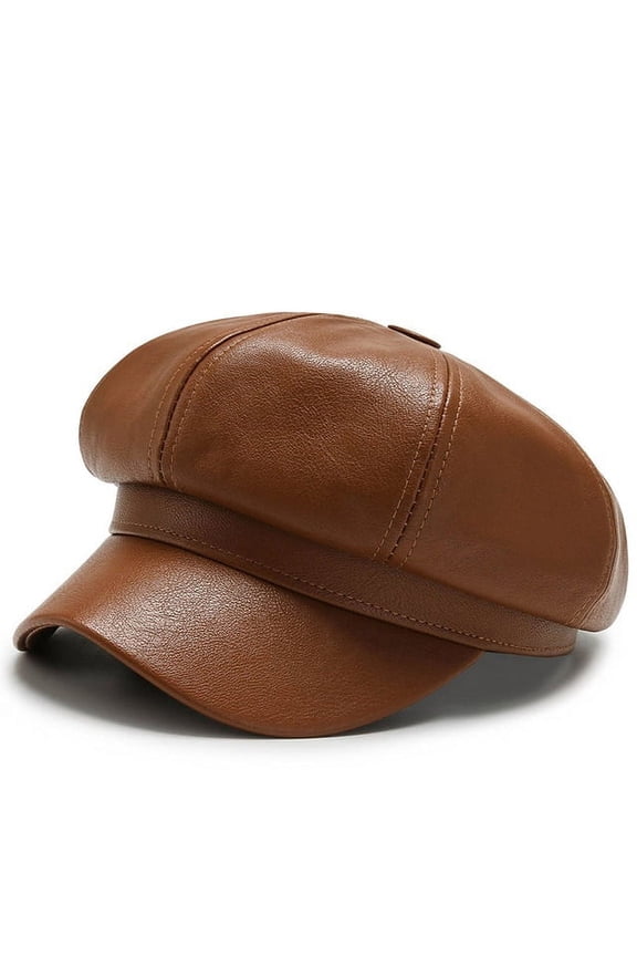 Fashion Unisex PU Leather Military Caps Spring Autumn Sailor Hats for Women Men Black Grey Flat Top Captain Cap Travel Cadet Hat