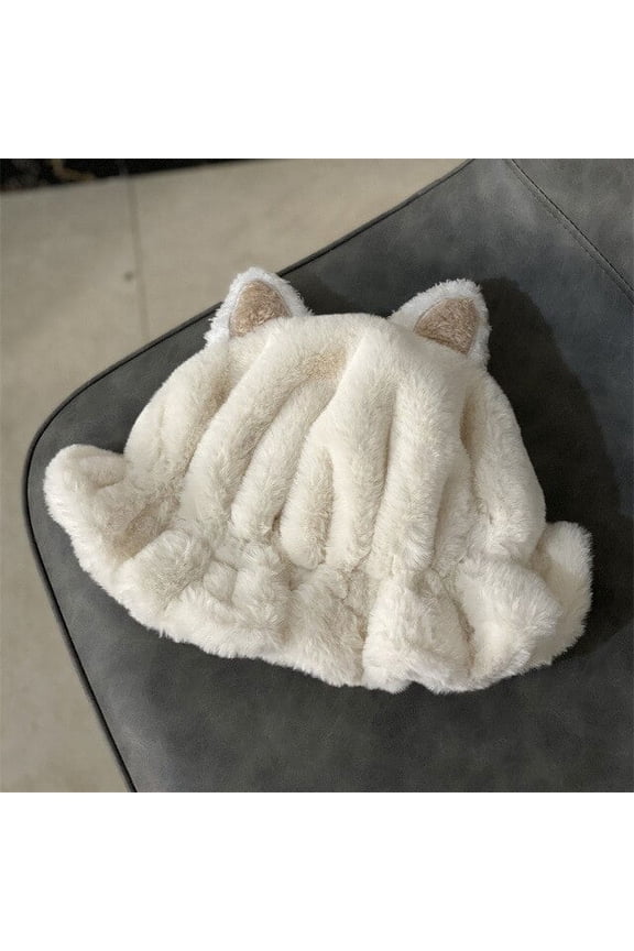Fashion Women Winter Thicken Rabbit s Hair Warm Earflap Hat Cute Cat Ears Windproof Beanie Cap Large Size Soft Cap for Women