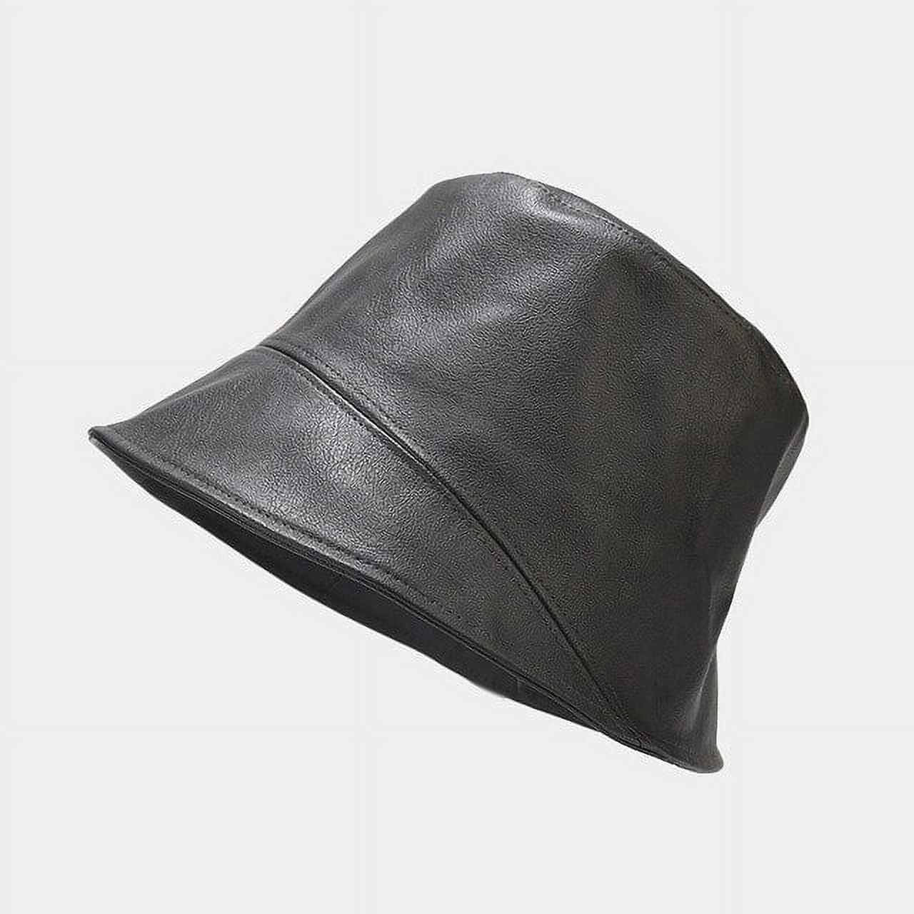 FAUX LEATHER BUCKET HAT Faux Leather Bucket Hat – Alonza main image 4