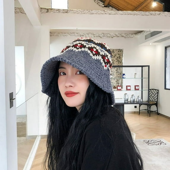 COCOpeaunt Female Knitting Bucket Hats Harajuku Bucket Hat Fishing Outdoor Panama Hip Hop Cap Mens Summer for Fisherman Hat Women Spring