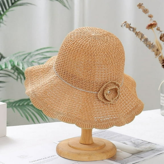 COCOpeaunt Handmade Crochet Floppy Top Summer Hats Collapsible Dome Bucket Hat Hollow Out Solid Color Beach Caps Simplicity Soft Women Hat