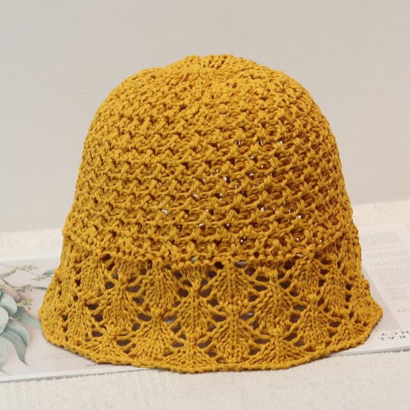 COCOpeaunt Hollow Breathable Summer Hats for Women Retro Flat Drooping Hat Brim Straw Hat Ladies Outdoor Sun Protection Beach Straw Hat