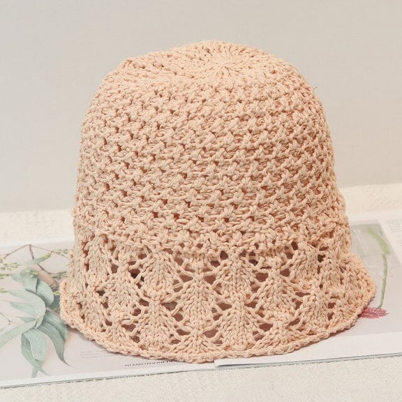 COCOpeaunt Hollow Breathable Summer Hats for Women Retro Flat Drooping Hat Brim Straw Hat Ladies Outdoor Sun Protection Beach Straw Hat