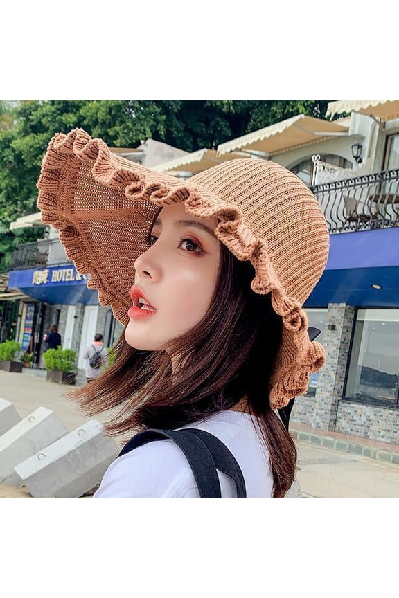Hot Summer Sun Hat with Bow Tie Adjustable Big Heads Wide-brimmed Beach Hat UV Protection Packable Sun Visor Hat with 1PCS