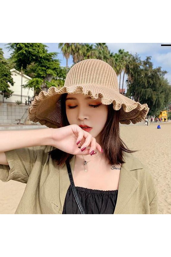 Hot Summer Sun Hat with Bow Tie Adjustable Big Heads Wide-brimmed Beach Hat UV Protection Packable Sun Visor Hat with 1PCS