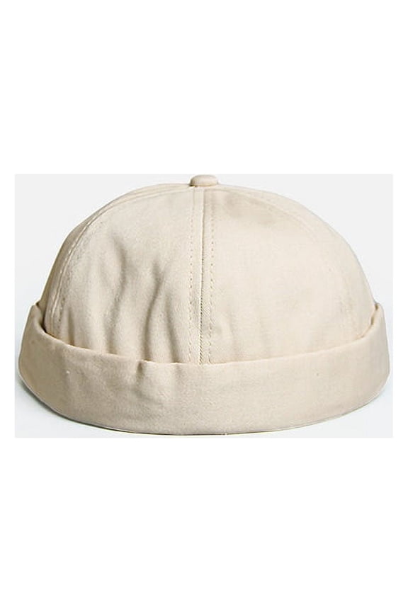 Men Women Skullcap Sailor Cap Outdoor Cotton Hat Warm Rolled Cuff Bucket Cap Brimless Hat Solid Adjustable Hip-Hop Hats Gorros