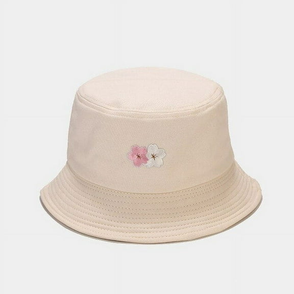 COCOpeaunt New Fashion Cherry Blossoms Panama Hat Rose Flower Bucket Hats Summer Floral Sun Hats for Women Cotton Fisherman Cap