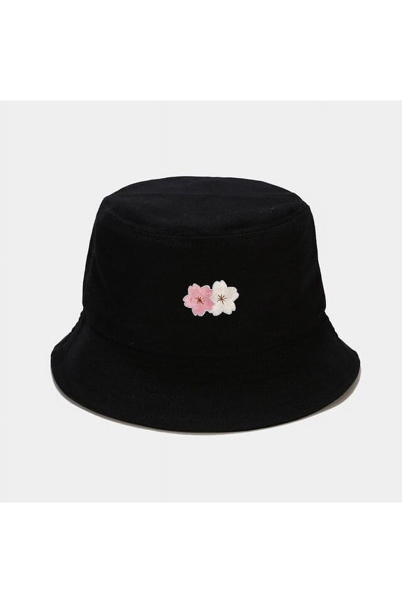 New Fashion Cherry Blossoms Panama Hat Rose Flower Bucket Hats Summer Floral Sun Hats for Women Cotton Fisherman Cap