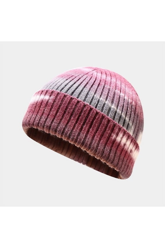 New Fisherman Beanie Women Winter Hats Beanies for Ladies Tie Dyed Bonnets Men Hip Hop Cap Short Hat Knitted Skullcap Gift