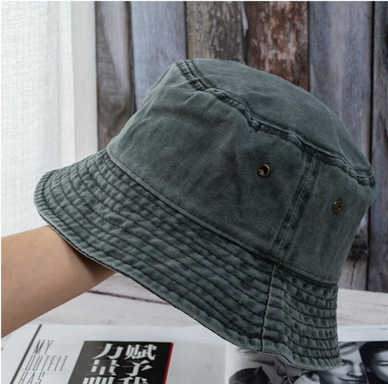 COCOpeaunt New Foldable Fisherman Hat Washed Denim Bucket Hats Unisex ...
