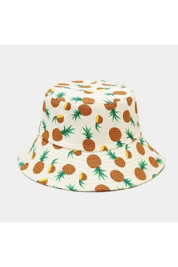New Fruit Pattern Fisherman Hat Men and Women Outdoor Leisure Sunscreen Sun Hats Double-sided Panama Bob Cap Bone Girls Cap