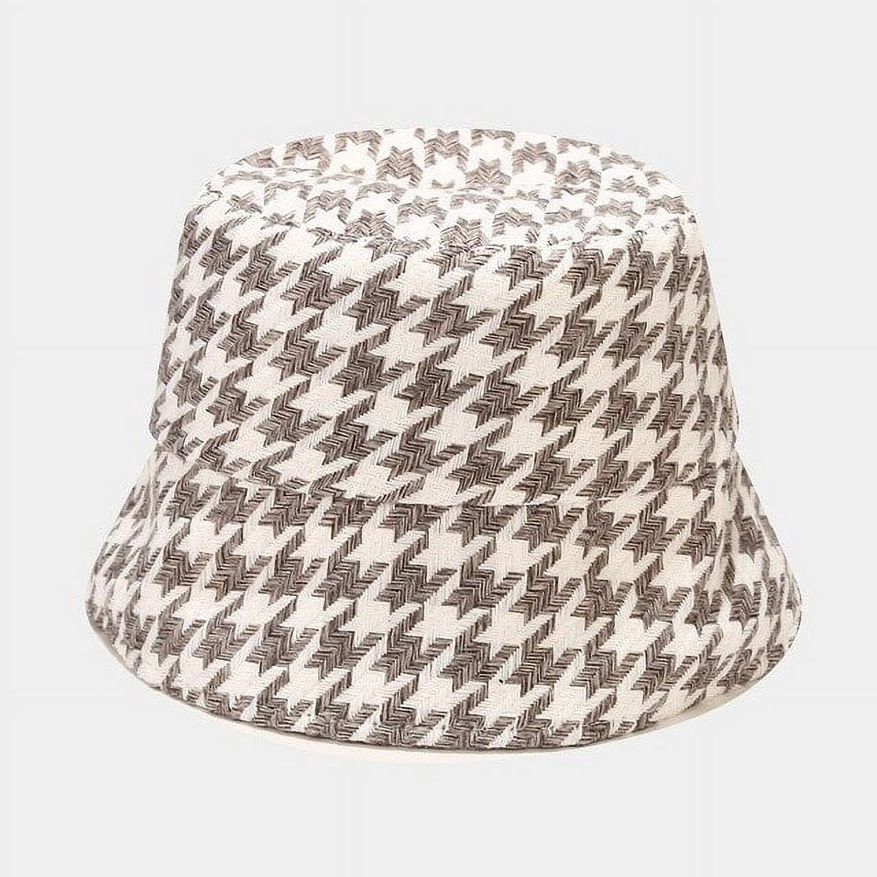 Autumn winter Wool Plaid contrast fisherman hat Plaid Fisherman Cap main image 4