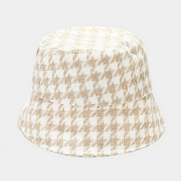 COCOpeaunt New Retro Classic Houndstooth Pattern Fisherman Hat Autumn and Winter Thick Warm Big Brim Hat Fashion Bucket Hat for Women