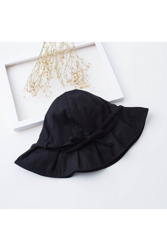New Ruffles Women Black White Solid Bucket Hat Bob Caps Hip Hop Gorros Women Summer Panama Cap Beach Sun Fishing Boonie Hat