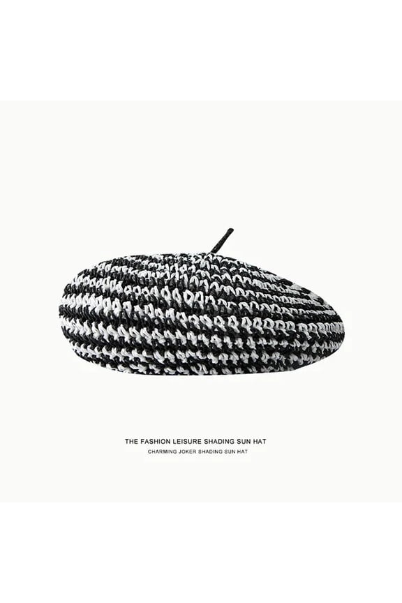 New Spring summer straw Beret Hats For Women French Berets Fashion Female Houndstooth Berets Black Berets With Adjustable Rope