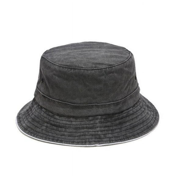 COCOpeaunt New Women Panama Retro Denim Washed Bucket Hat Cotton Foldable Fisherman Cap Men Outdoor Sunscreen Fishing Hunting Hat Beach Cap