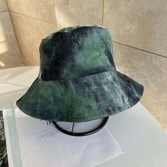 COCOpeaunt New Women Panama Wearing Cap Visor Rainbow Color Bucket Hat Women Cotton Flat Sun Hat Sun Tie Dye Fisherman Hat Lady Outdoor Cap