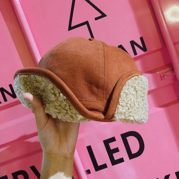 COCOpeaunt New Women Winter Cap Hat Thick Warm Lwomen Baseball Cap Fashion Earflap Cap Women Berber Fleece Baseball Bomber Hat for Girl