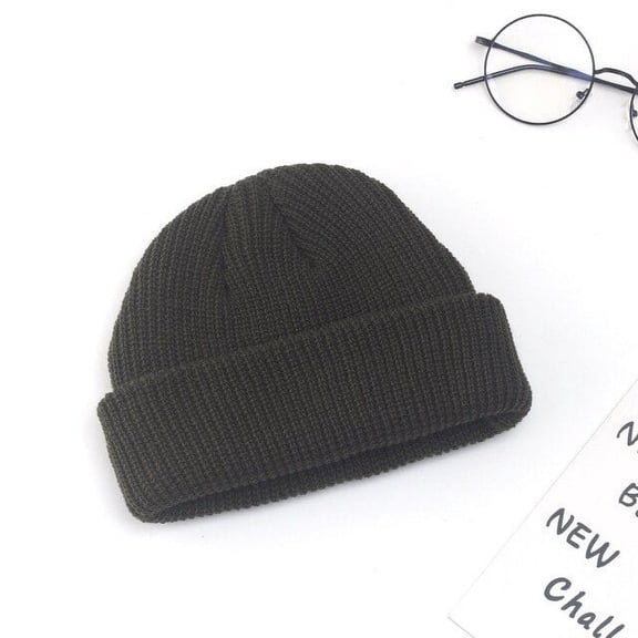 COCOpeaunt New Women Winter Ribbed Knitted Cuffed Short Melon Cap Solid Skullcap Baggy Retro Ski Fisherman Beanie Hat Man Women Hat Gift