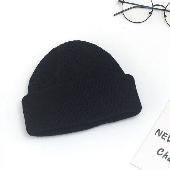 COCOpeaunt New Women Winter Ribbed Knitted Cuffed Short Melon Cap Solid Skullcap Baggy Retro Ski Fisherman Beanie Hat Man Women Hat Gift