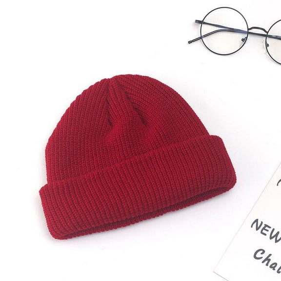 COCOpeaunt New Women Winter Ribbed Knitted Cuffed Short Melon Cap Solid Skullcap Baggy Retro Ski Fisherman Beanie Hat Man Women Hat Gift