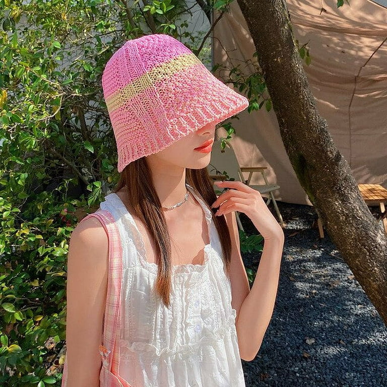COCOpeaunt Summer New Handmade Crochet Beach Hat Korean Short-brimmed Bucket  Hat Women Go Out Shopping Fisherman Hat Fashion Hollow Panama 