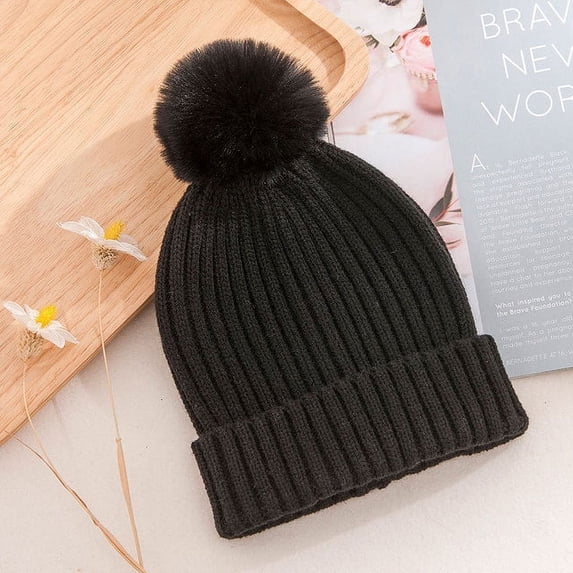 COCOpeaunt Winter Hat Pompom Hats Beanie Girls Women Bonnet Winter Hats for Women Autumn Ladies Travel Warm Cap Female Knitted Hat