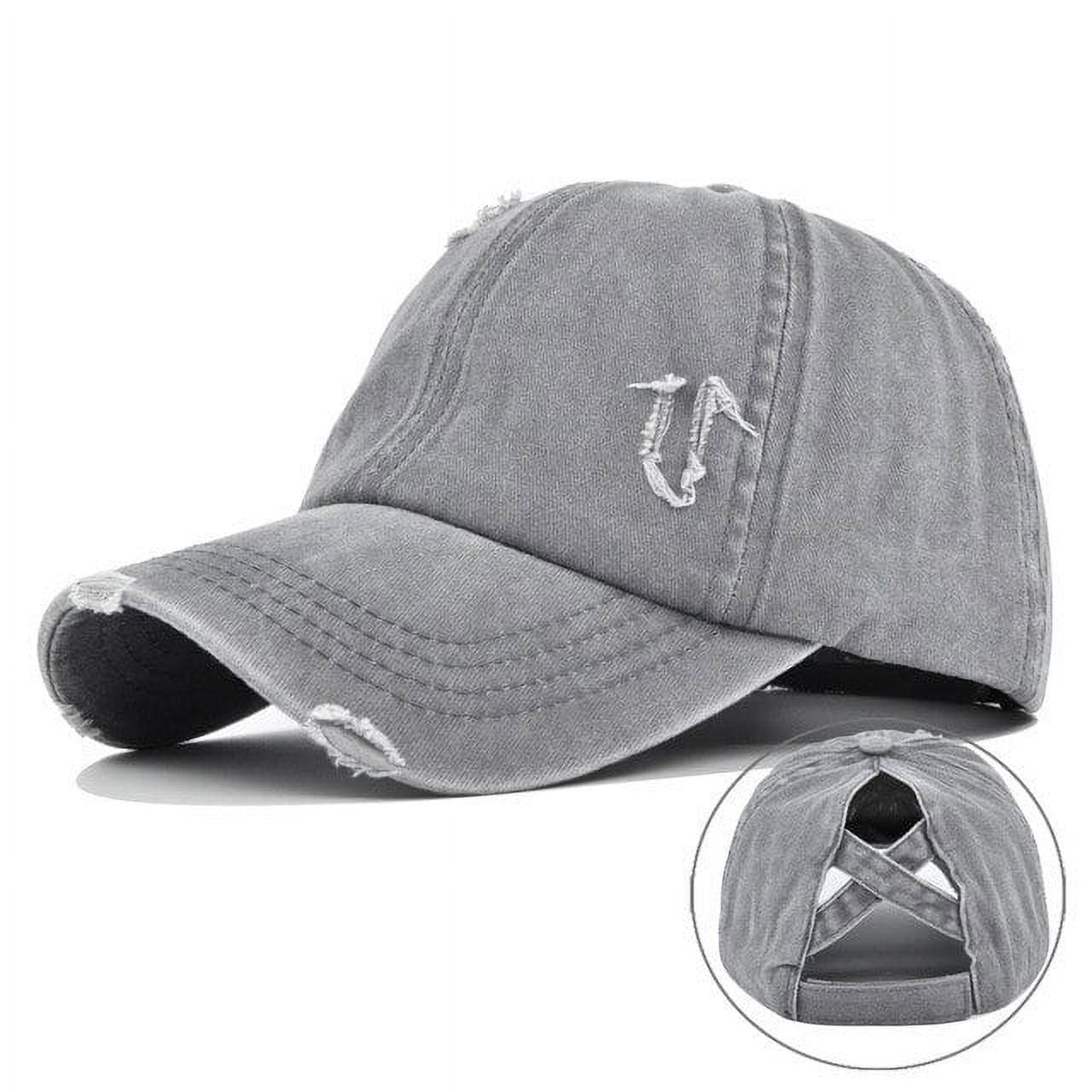 Lonya Casquette Queue de Cheval Femme stylé Ete Coton Décontracté Unisexe Couleur Vintage Baseball Anti UV pour Sport, Fitness, Voyage A-Heart,Bleu Marine